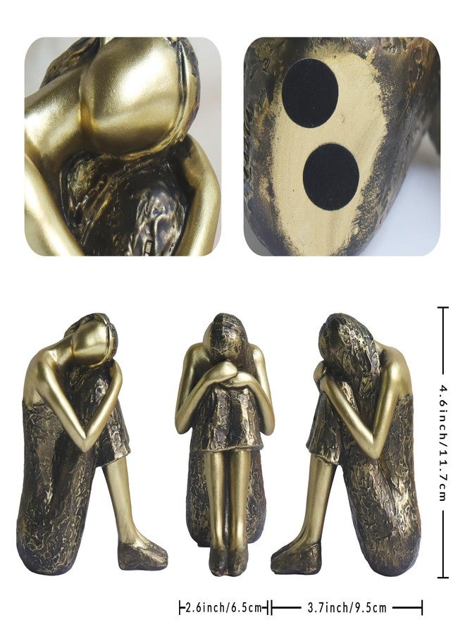 Pigort Rustic Gold Thinker Statue Abstract Sculpture - Collectible Woman Figurine Art Home Office Bookshelf Decorative Objects Desktop Decor for Women, 4.6 x 3.7 x 2.6 inches - Image 2